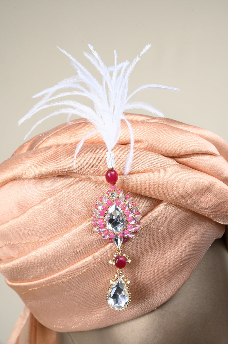 Multi Coloured Pearl Crystal Drop Sarpech