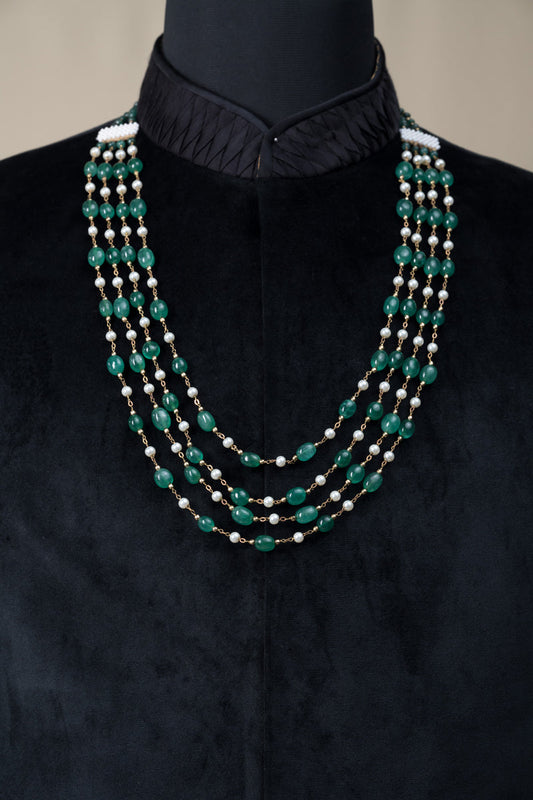 Four Layered Green Beaded Mala