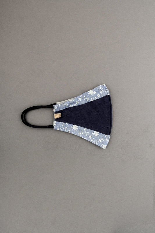 Linen And Jacquard Chawal Takka Details Printed Mask