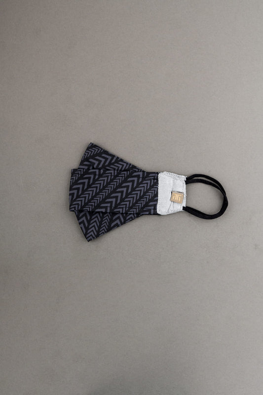 Black Poly Twill Chawal Takka Details Printed Mask