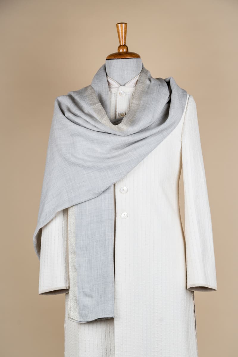 Beige Shawl With Golden Border