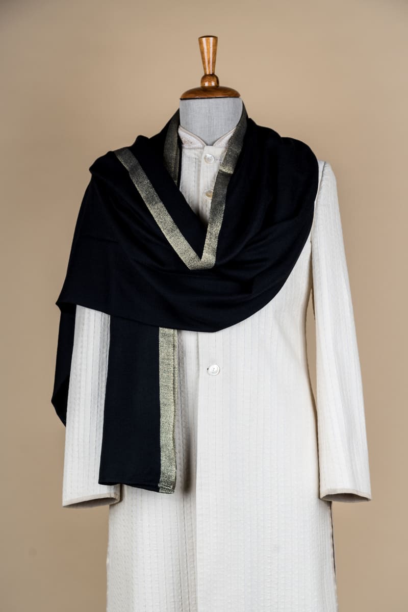 Black Shawl With Golden Border