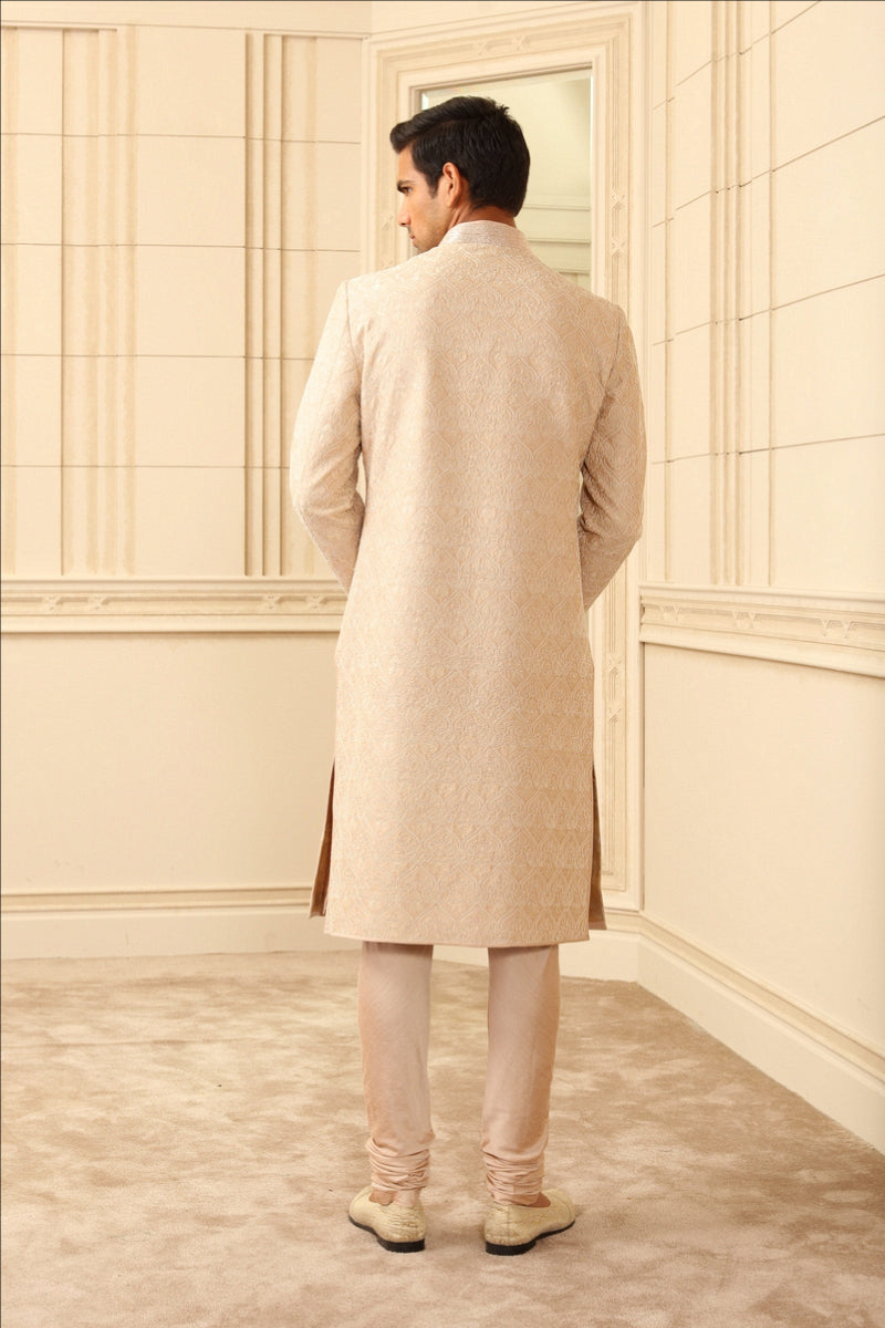 Salmon Rresham Embroidered Sherwani