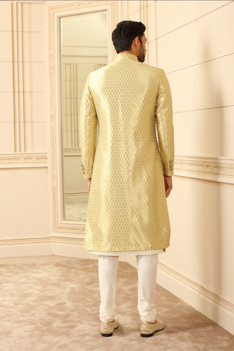 Jade Poly Zari Brocade Sherwani