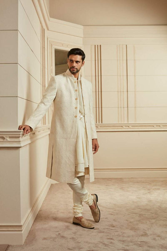 Ivory Resham Embroidered Sherwani