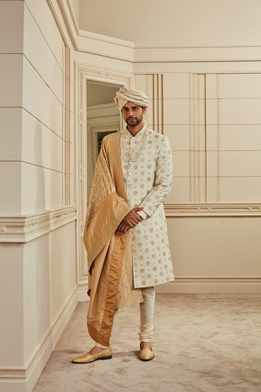 Ivory Embroidered Sherwani