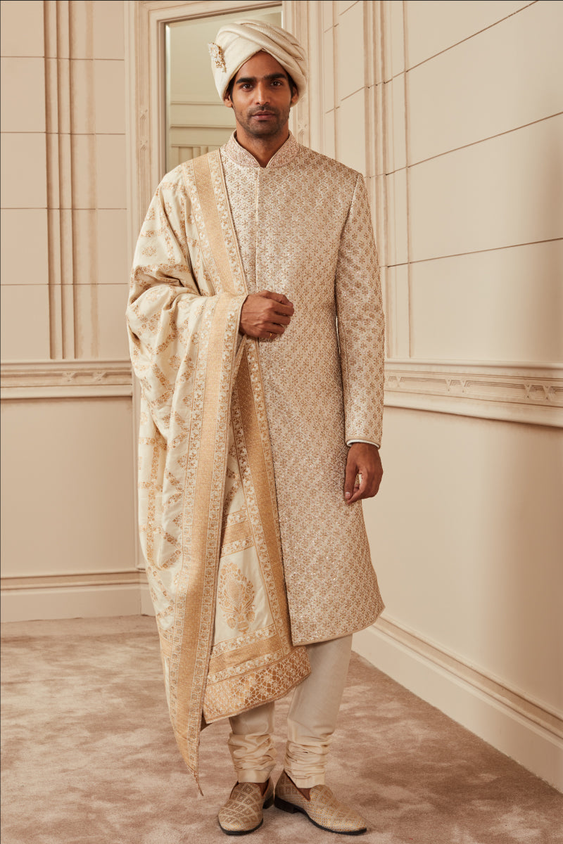 Ivory Brocade Sherwani