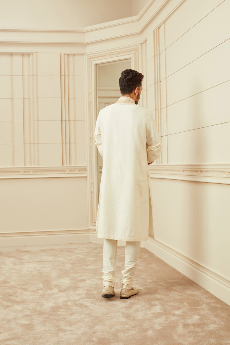 Ivory Textured Kurta Set