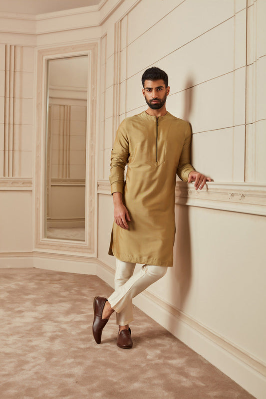 Green Round Neck Single Kurta
