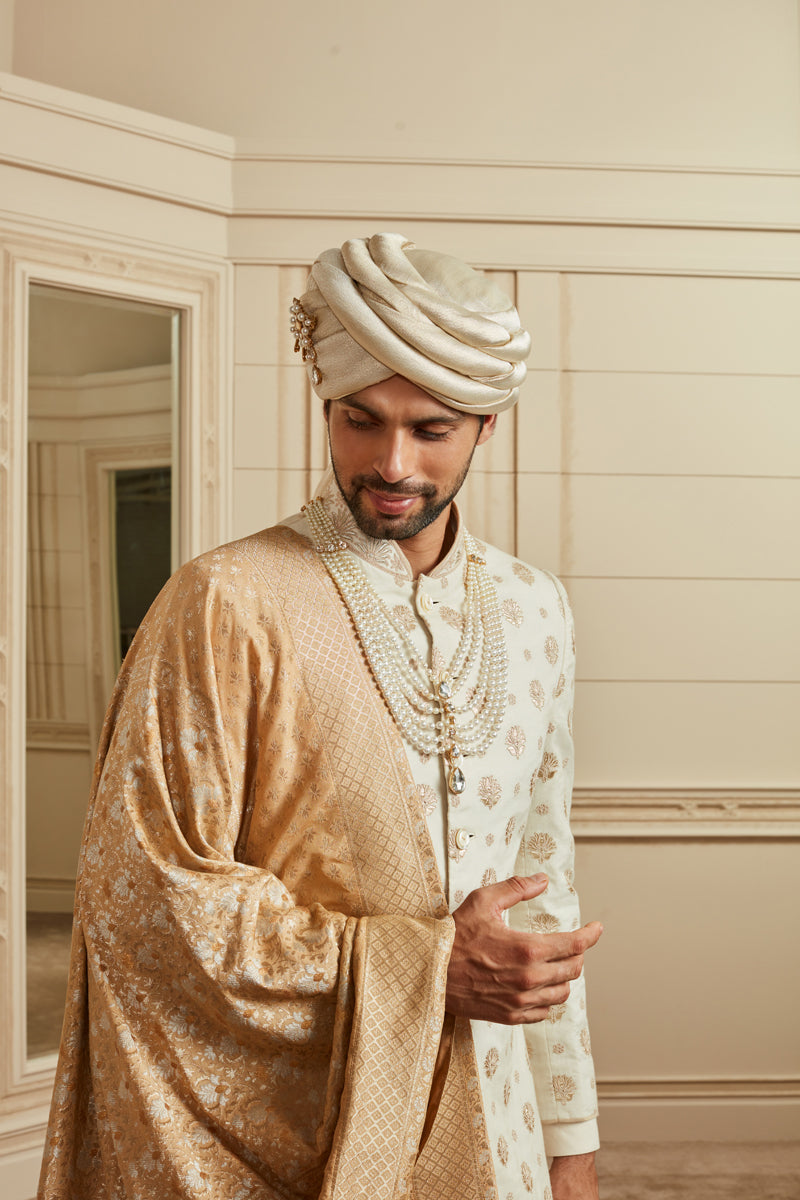 Ivory Embroidered Sherwani