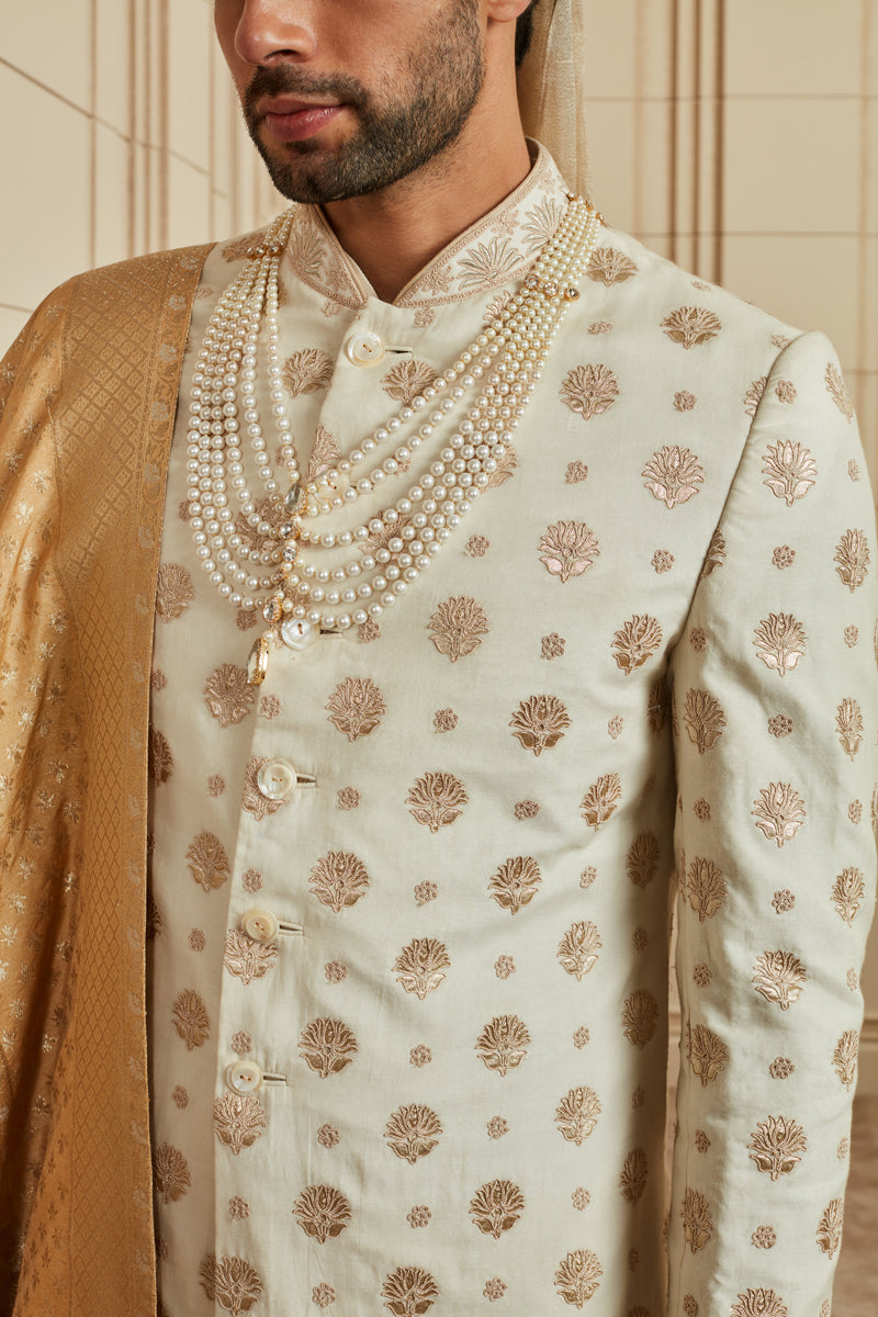 Ivory Embroidered Sherwani