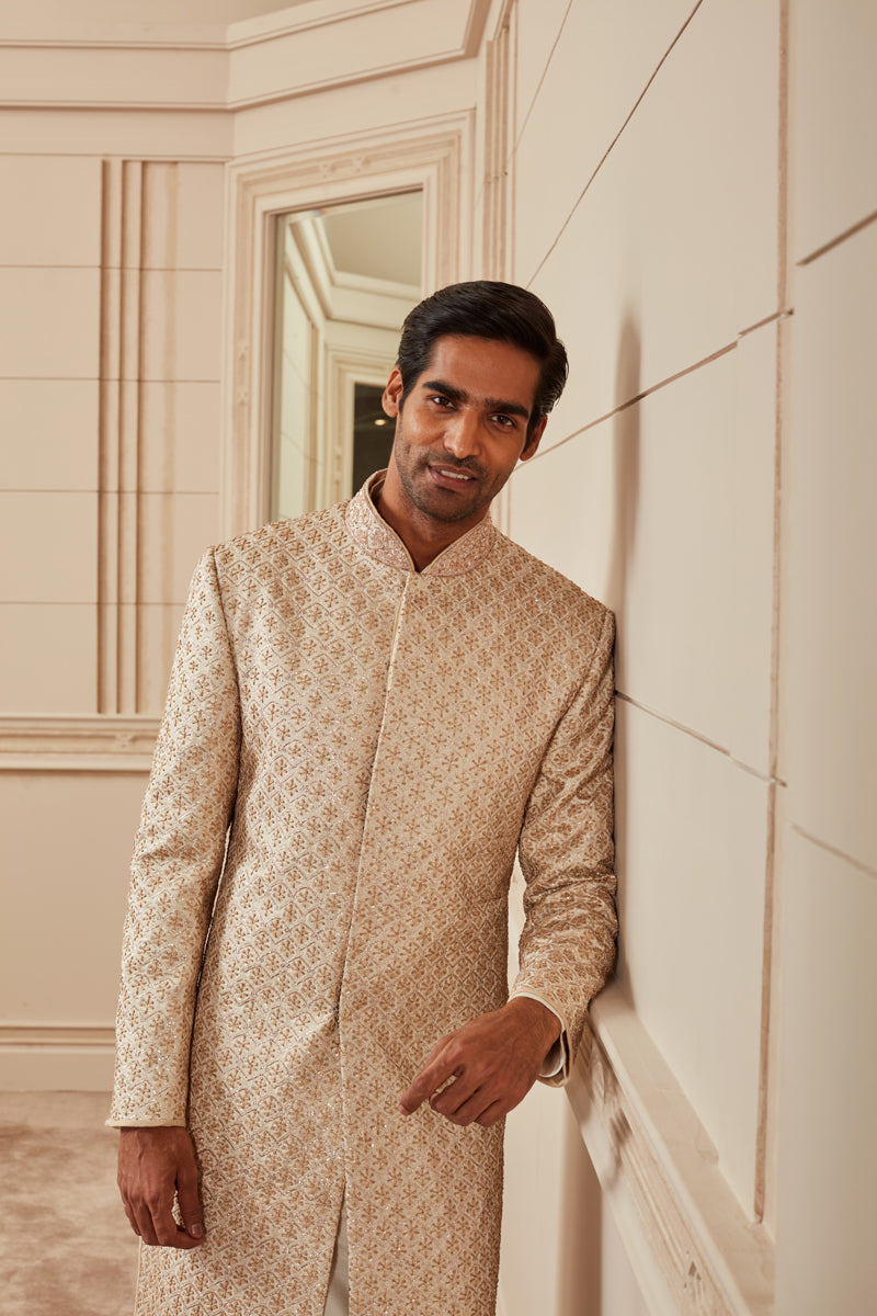 Ivory Brocade Sherwani