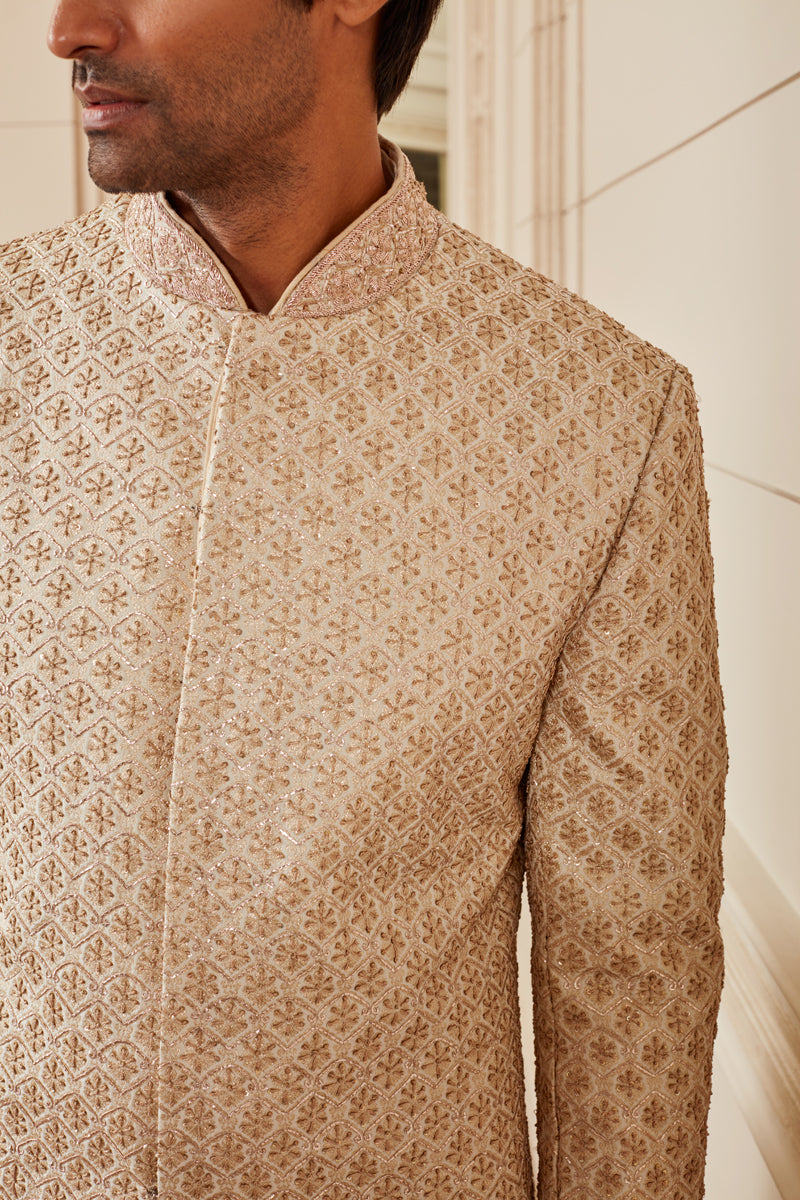 Ivory Brocade Sherwani