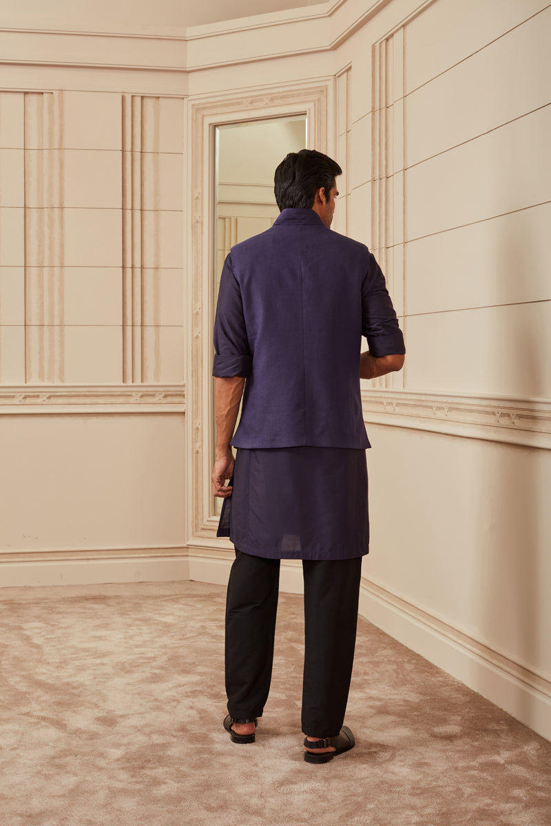 Navy Linen Bundi