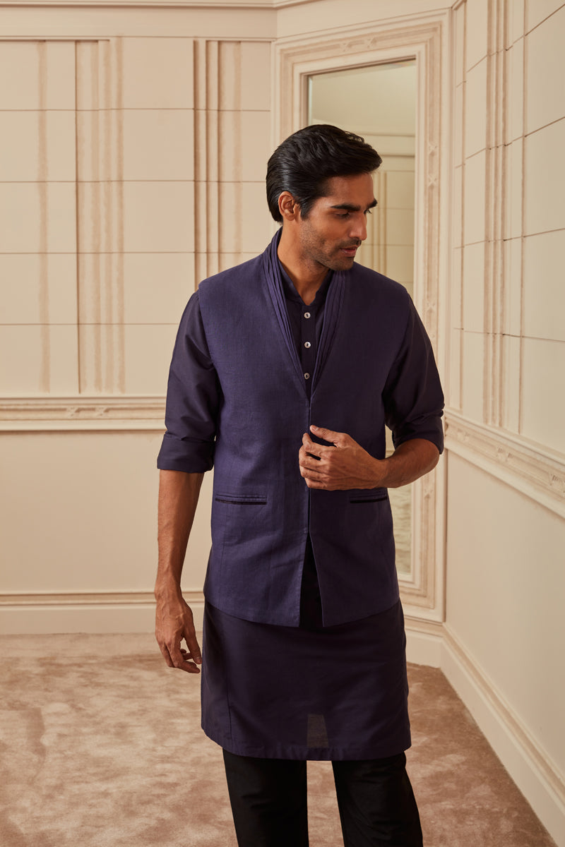 Navy Linen Bundi