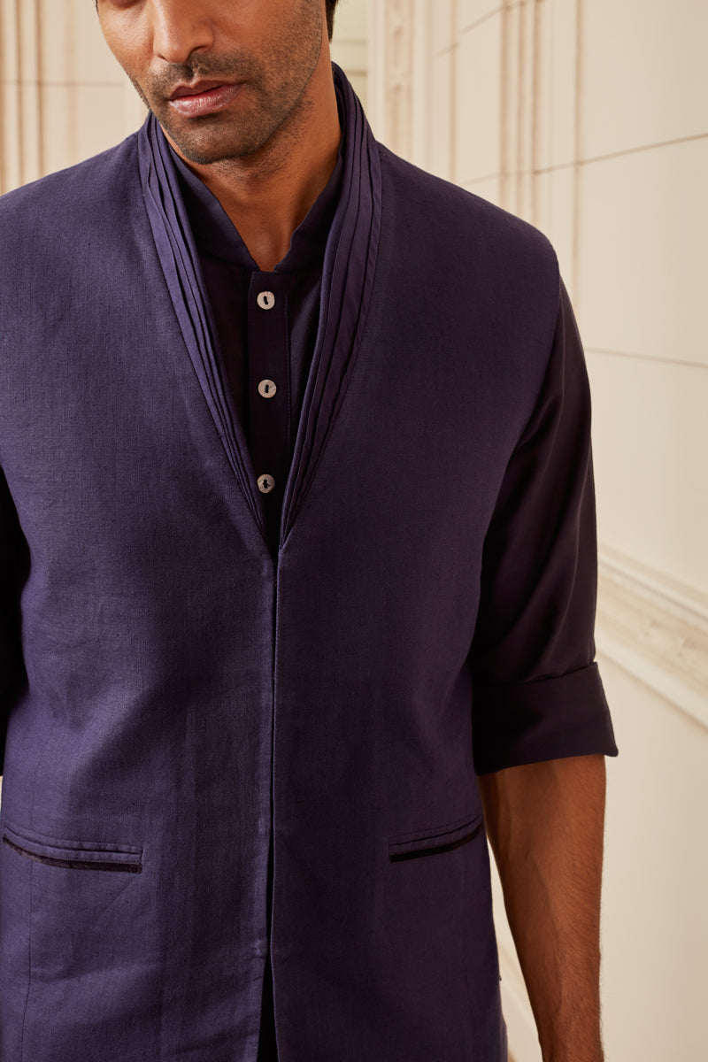 Navy Linen Bundi