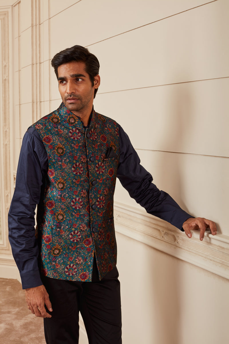 Teal Brocade Bundi