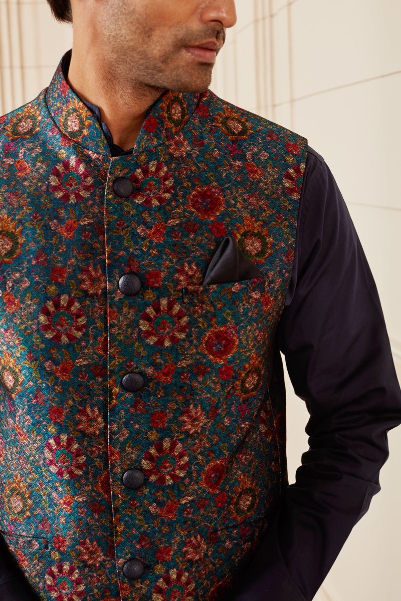 Teal Brocade Bundi