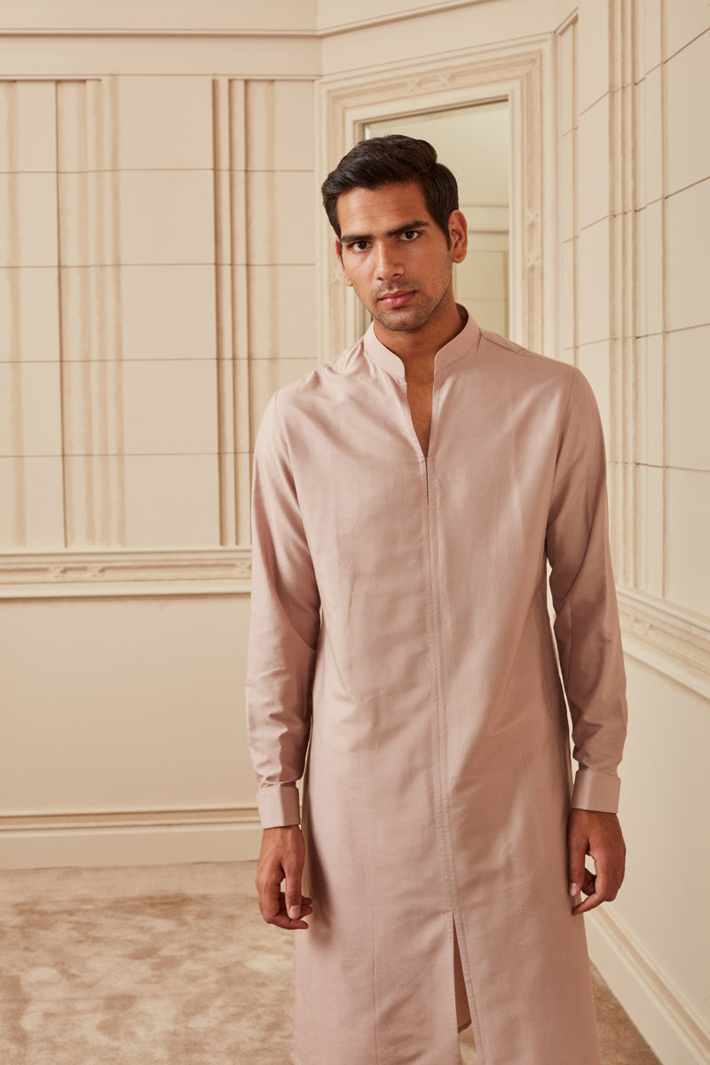Rose Gold Open Collar Single Kurta
