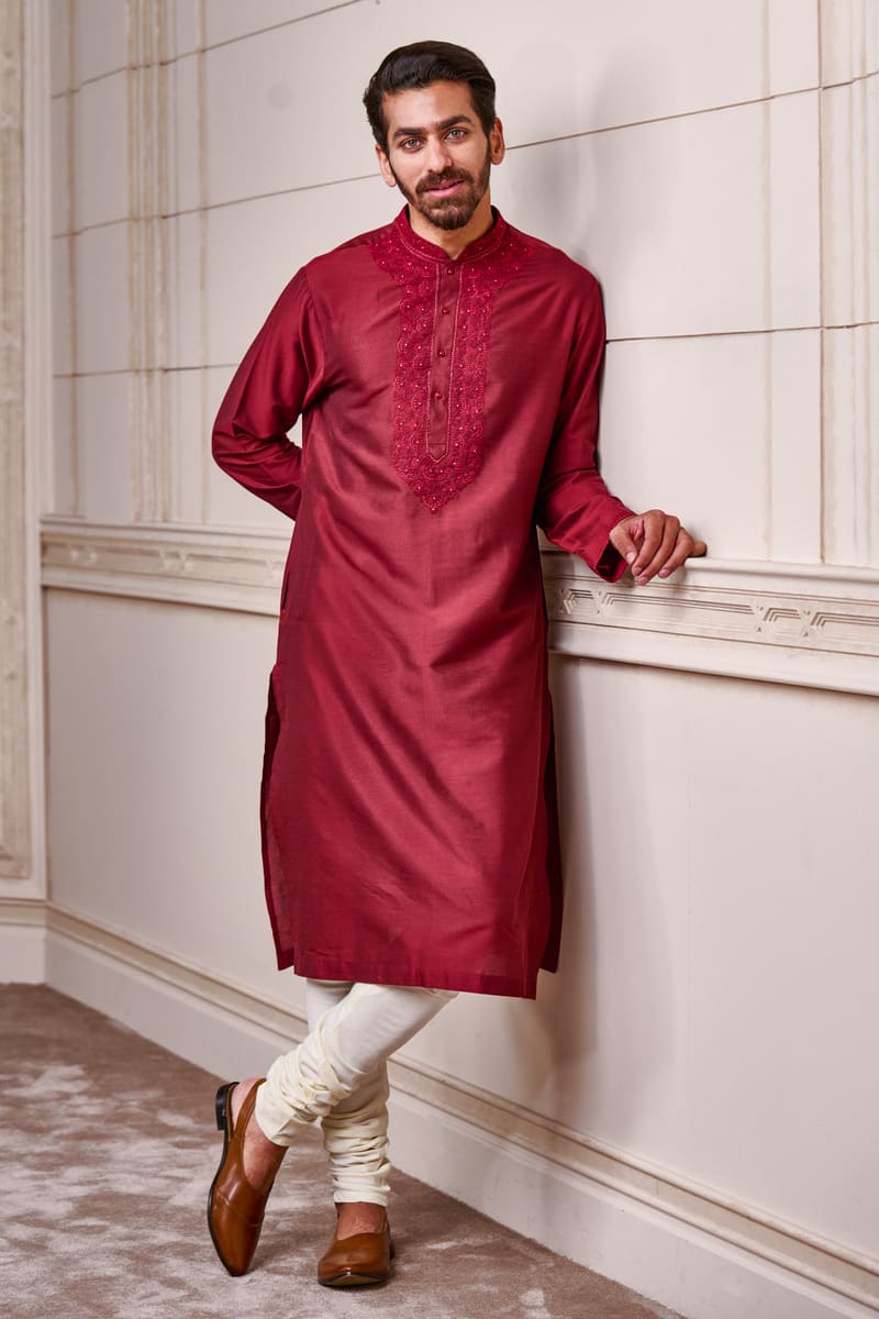 Kurta With Embroidered Neck And Sleeves