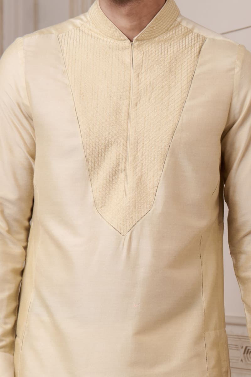 Light Gold Textured Single Kurta