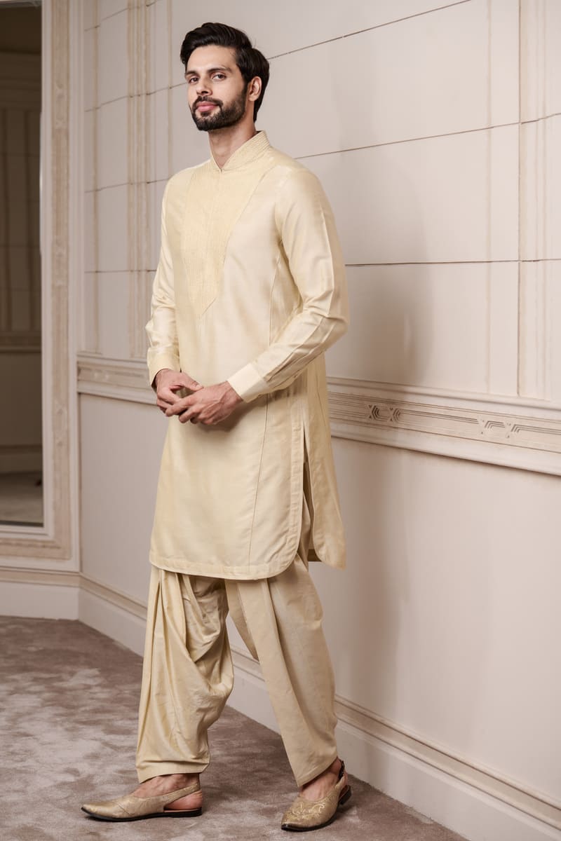 Light Gold Textured Single Kurta