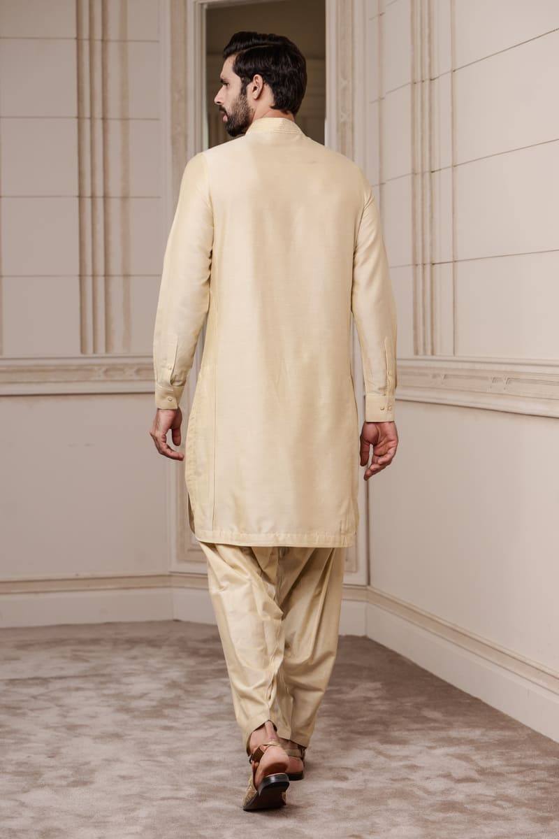 Light Gold Textured Single Kurta