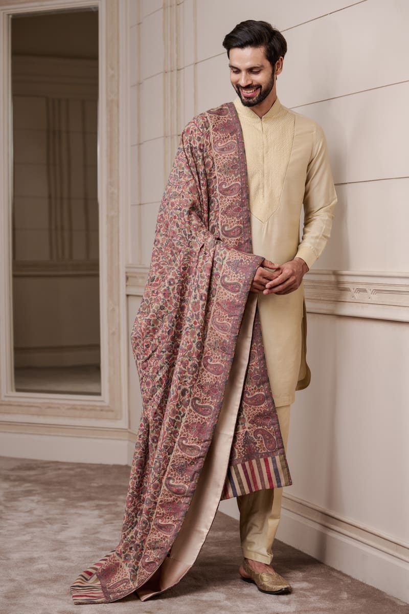 Light Gold Textured Single Kurta