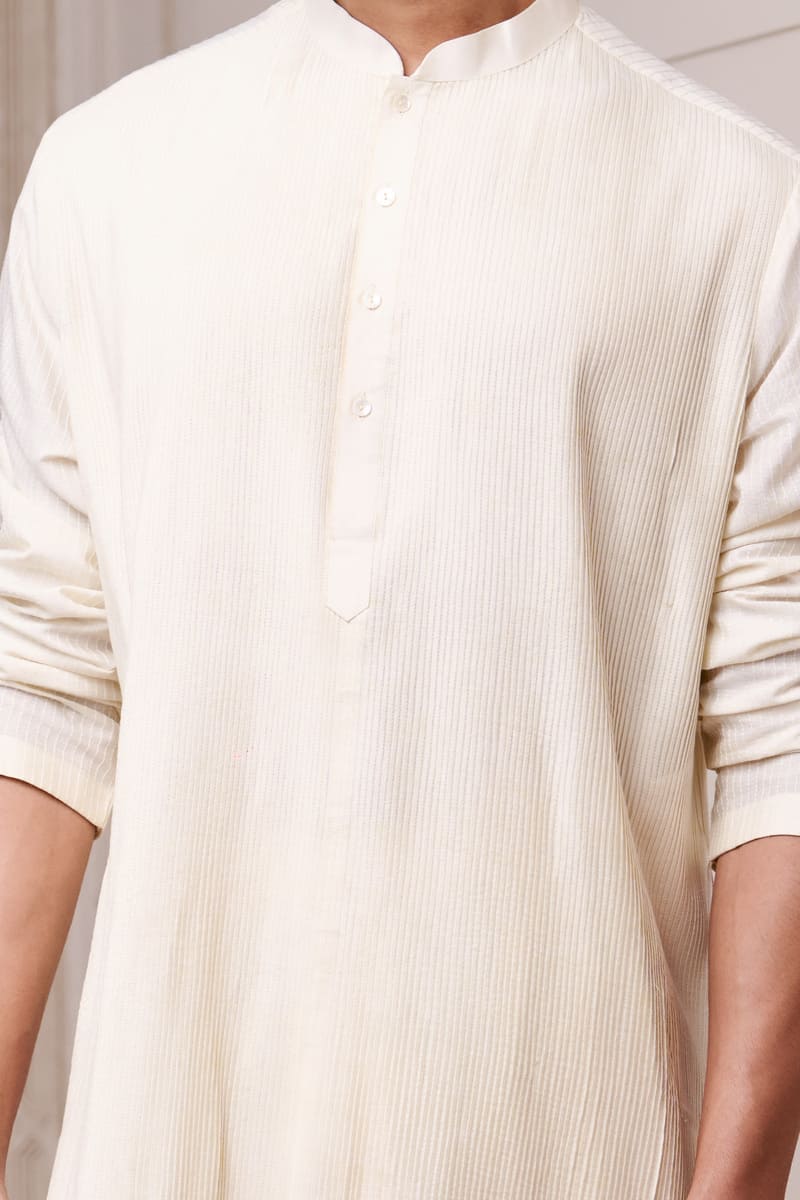 Ivory All Over Textured Kurta Set