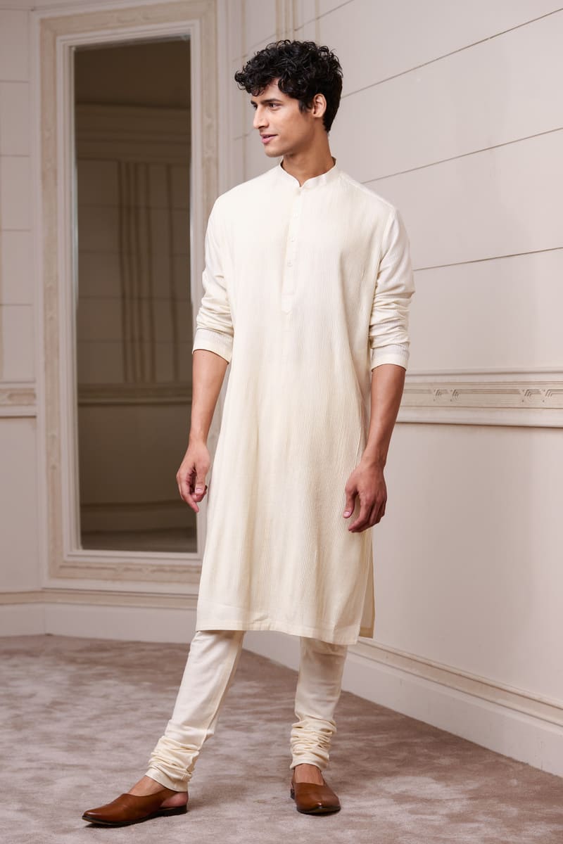 Ivory All Over Textured Kurta Set