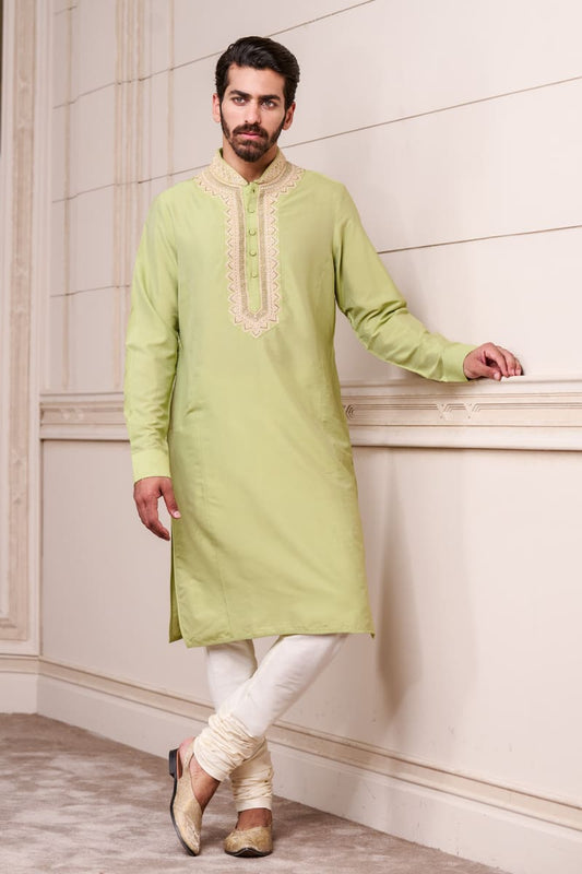 Jade Green Aari Embroidered Kurta Set