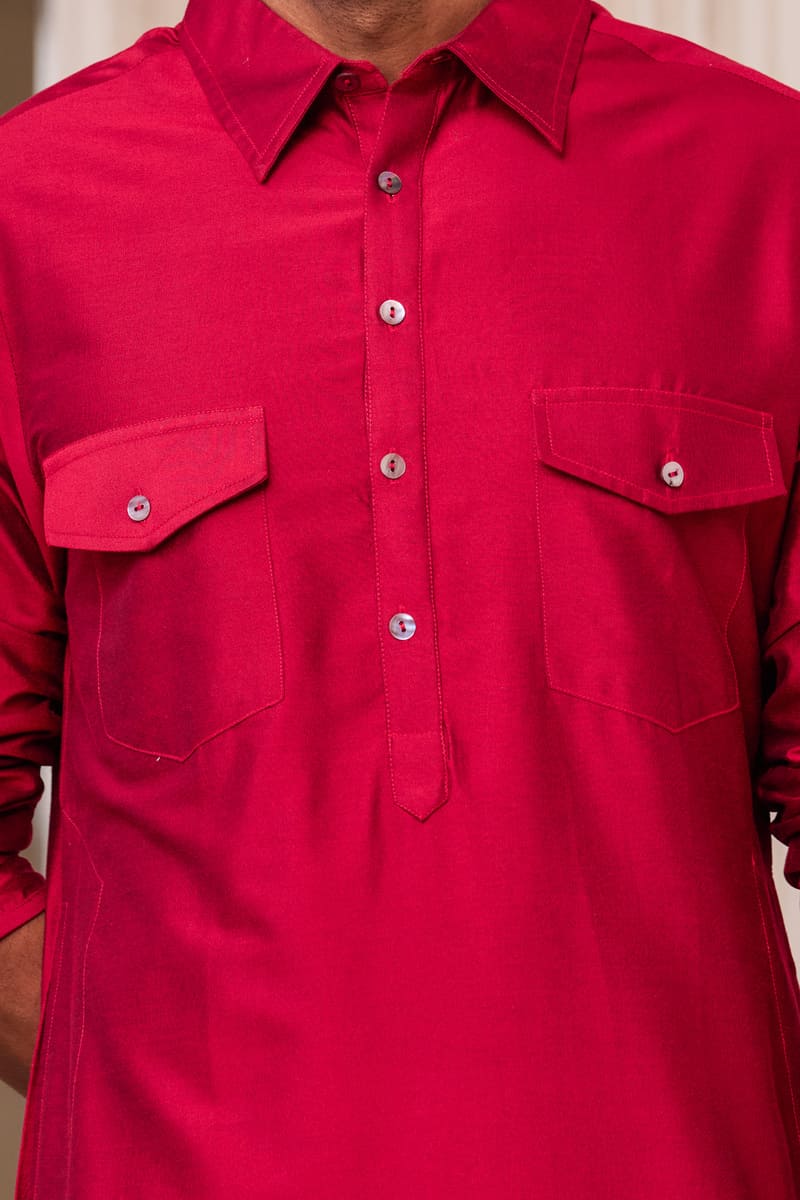 Red Basic Single Kurta