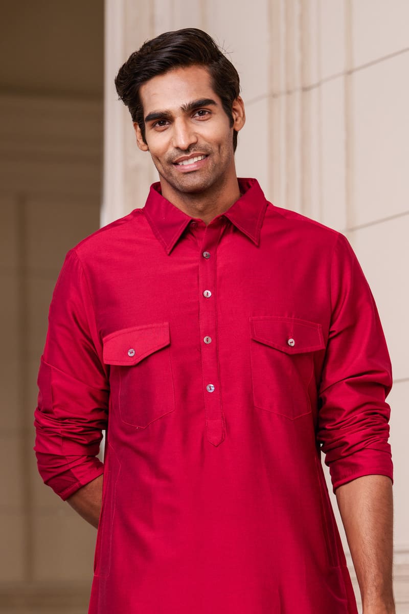 Red Basic Single Kurta