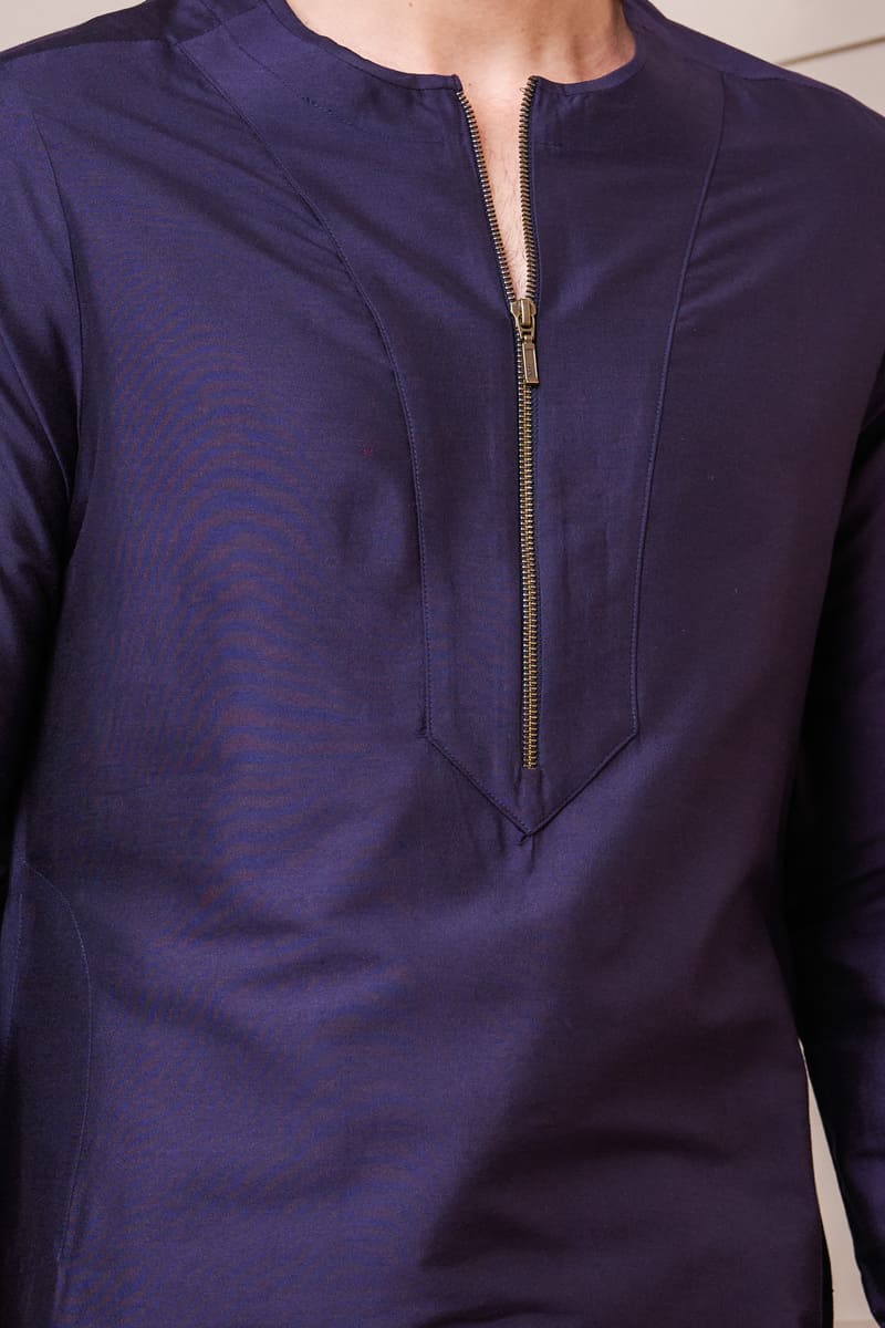 Navy Round Neck Single Kurta