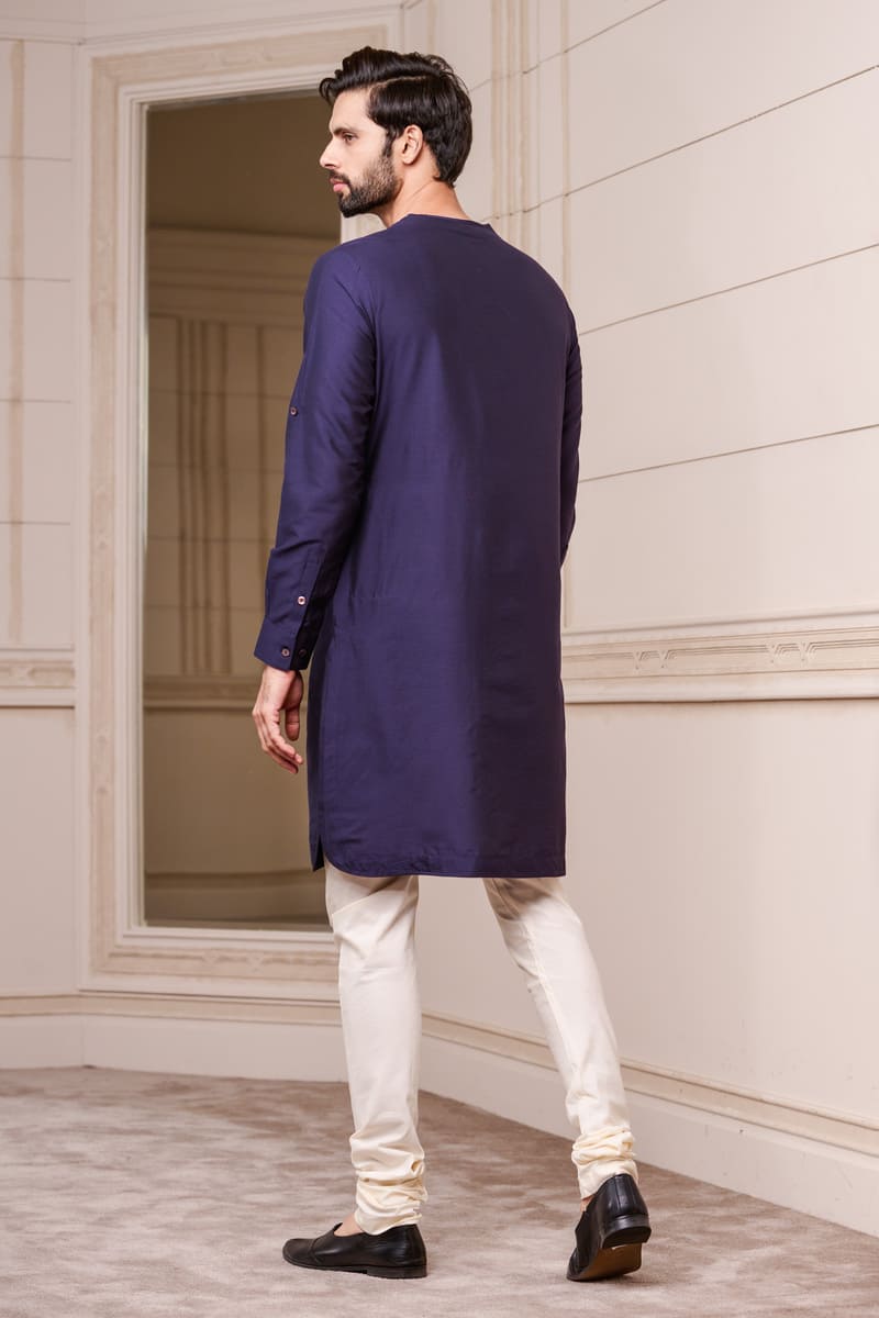 Navy Round Neck Single Kurta
