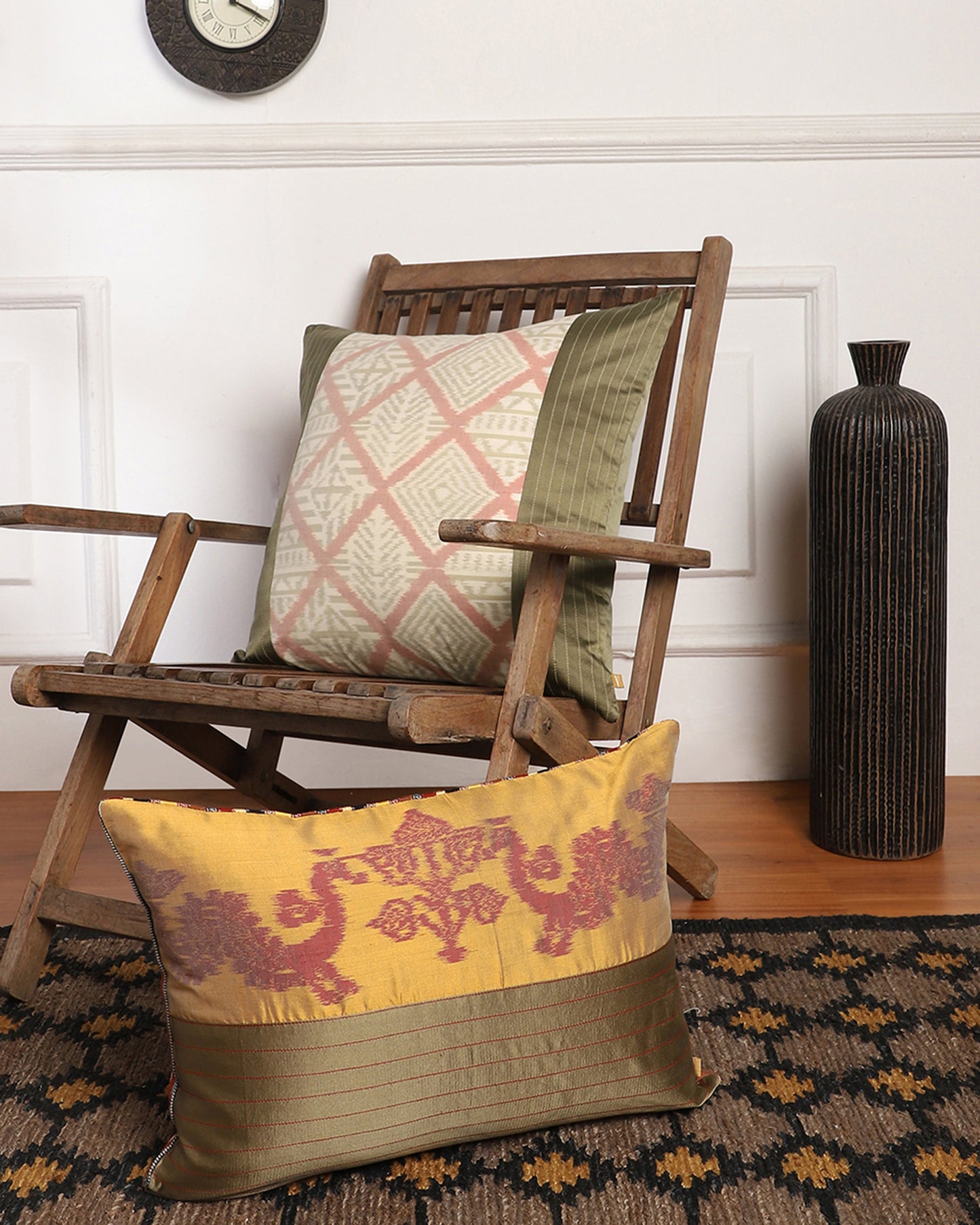 Amartya Weft Ikat Cotton Silk Cushion Cover