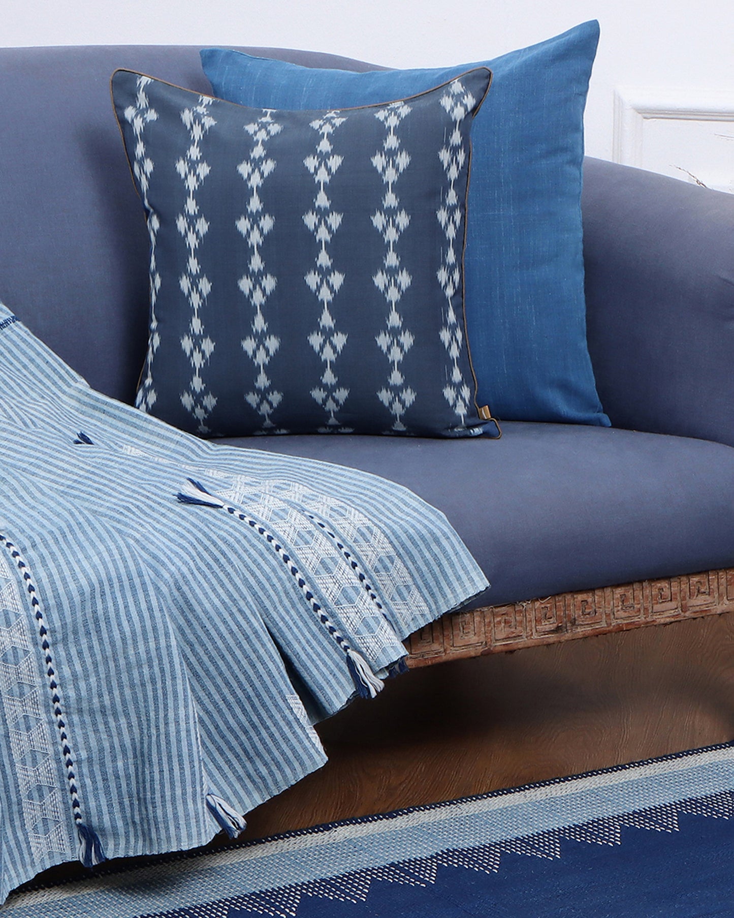 Naina Warp Ikat Cotton Cushion Cover