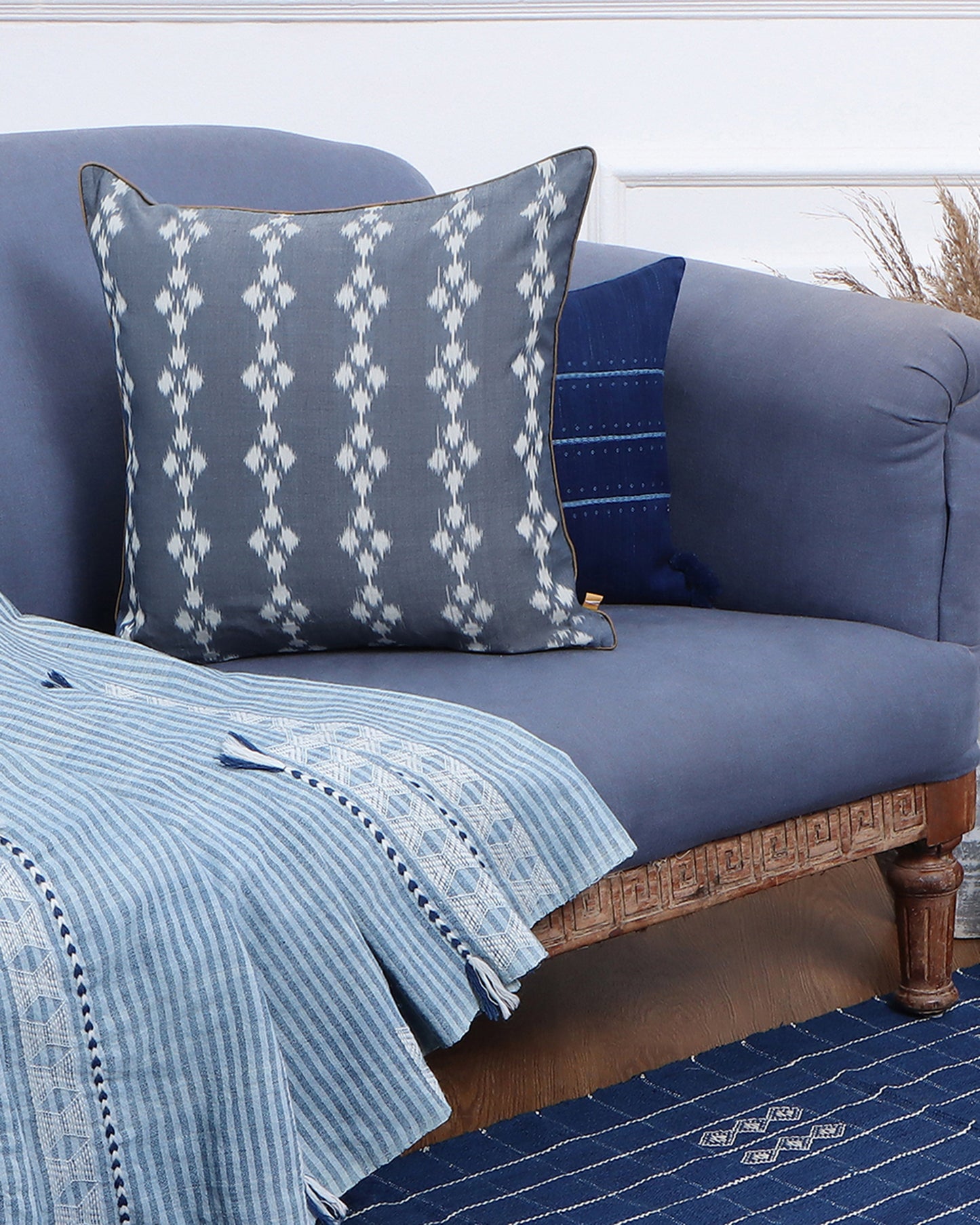 Naina Warp Ikat Cotton Cushion Cover