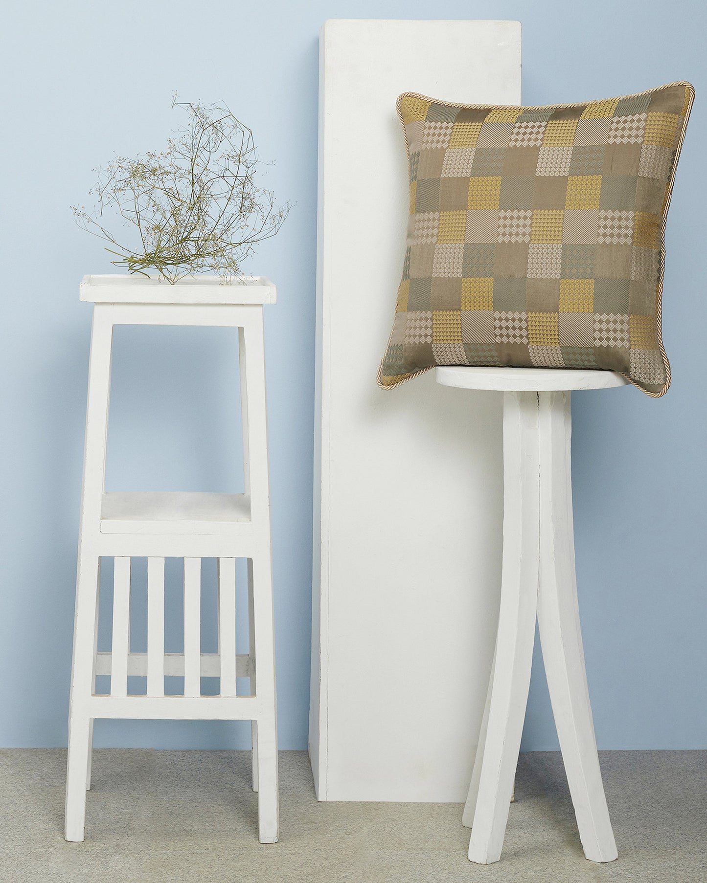 Cube Satin Brocade Silk Cotton Cushion Cover