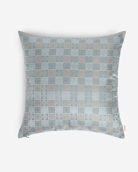 Shatranj Satin Brocade Silk Cushion Cover