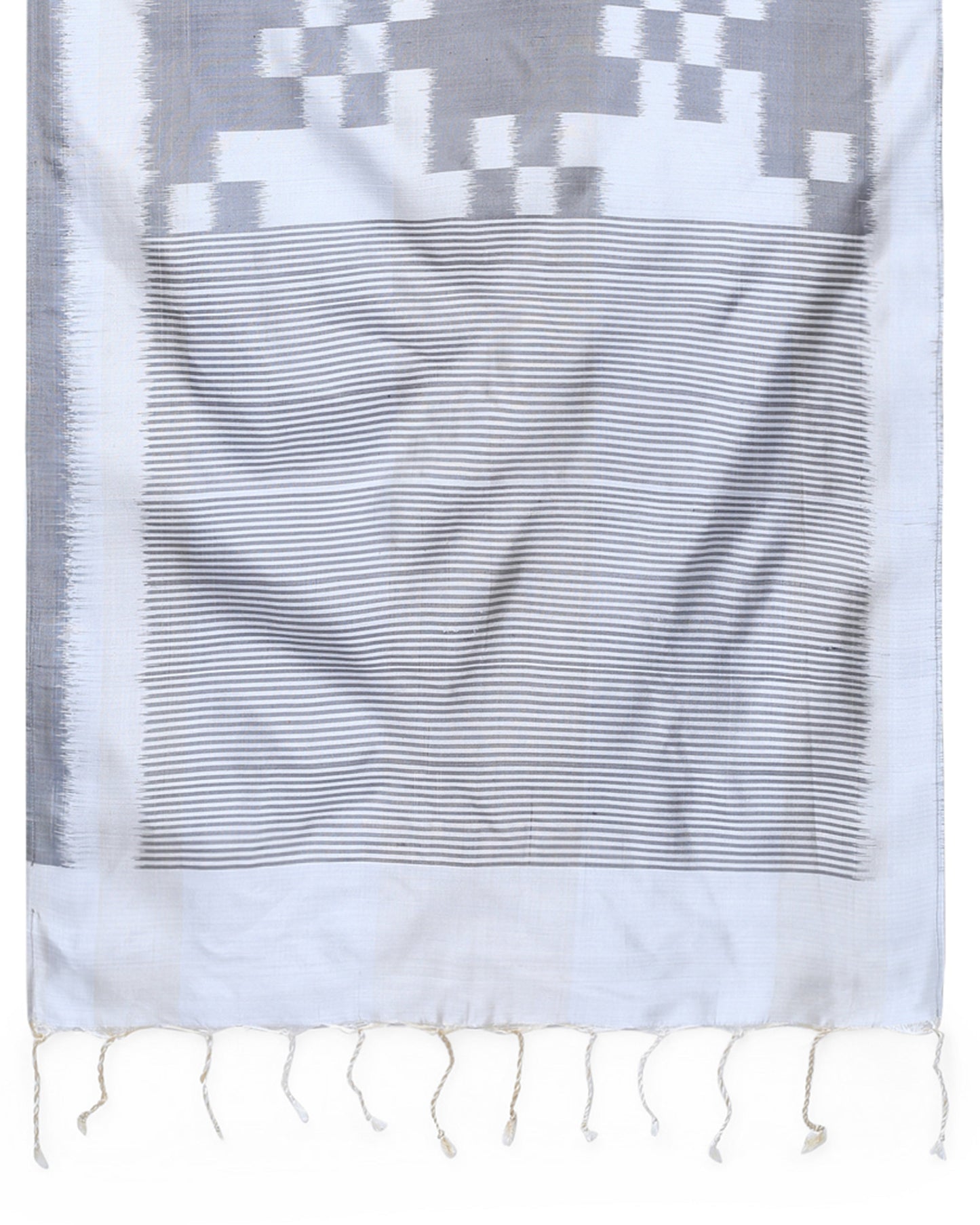 Checked Weft Ikat Silk Stole