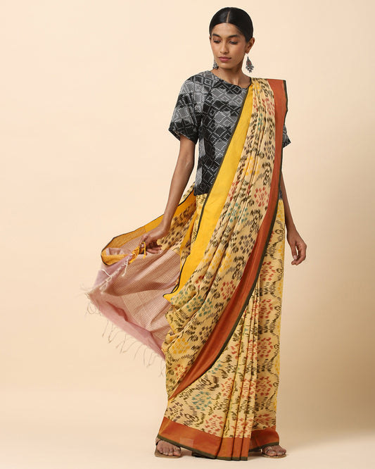 Aashi Warp Ikat Cotton Saree