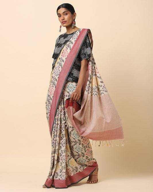 Aashi Warp Ikat Cotton Saree