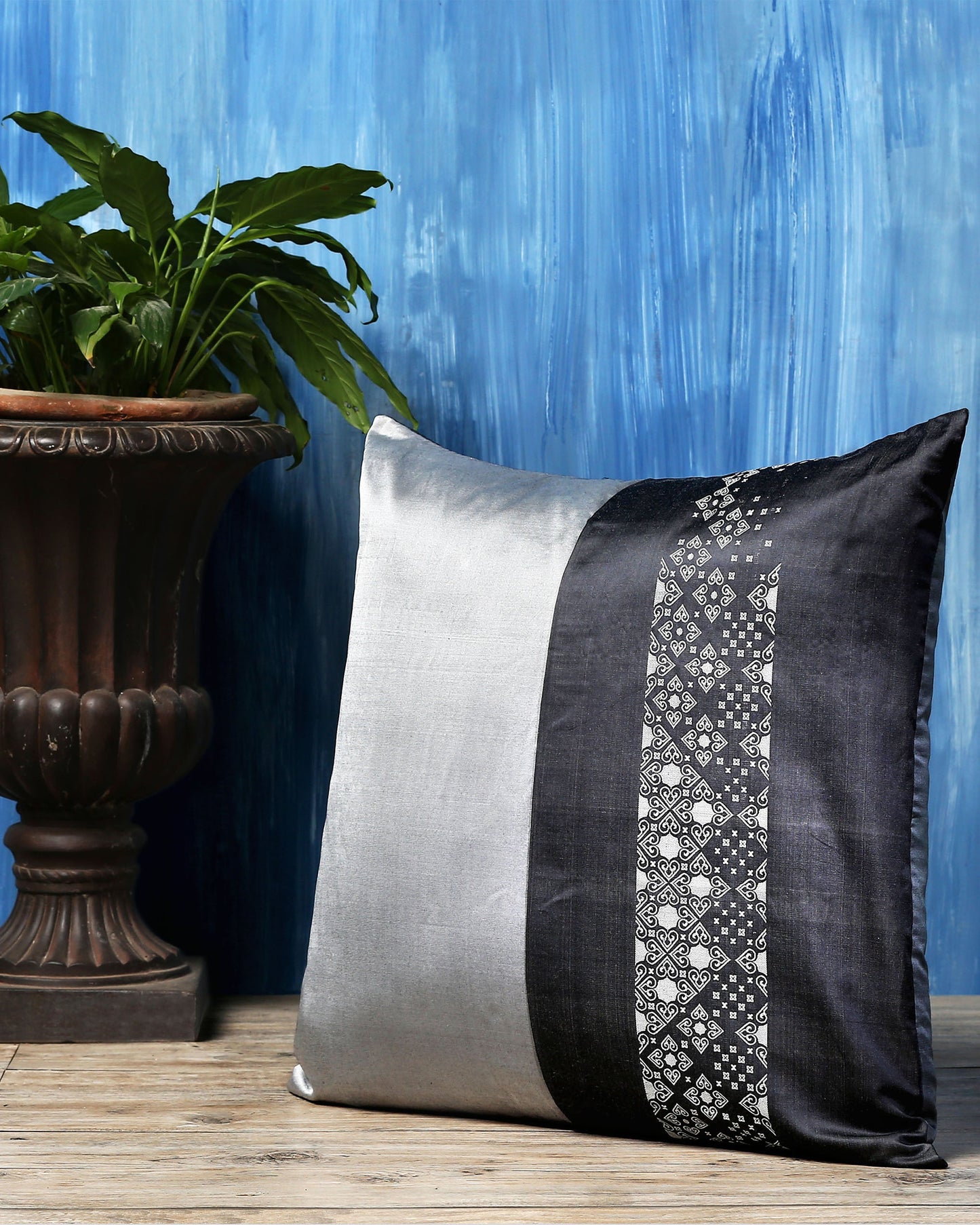 Star Ardh Satin Brocade Silk Cushion Cover