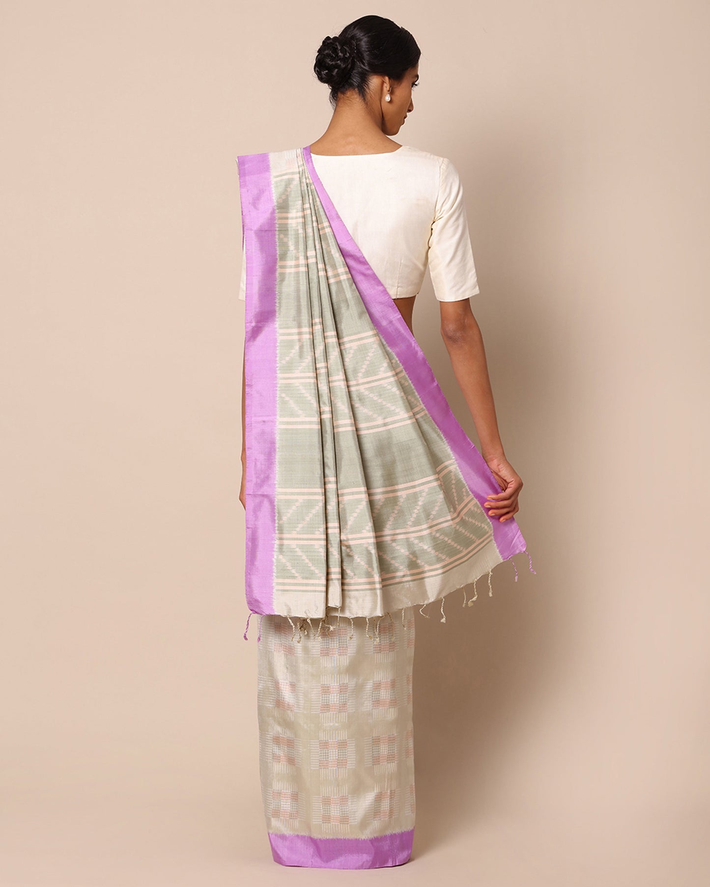 Criss Cross Double Ikat Silk Saree