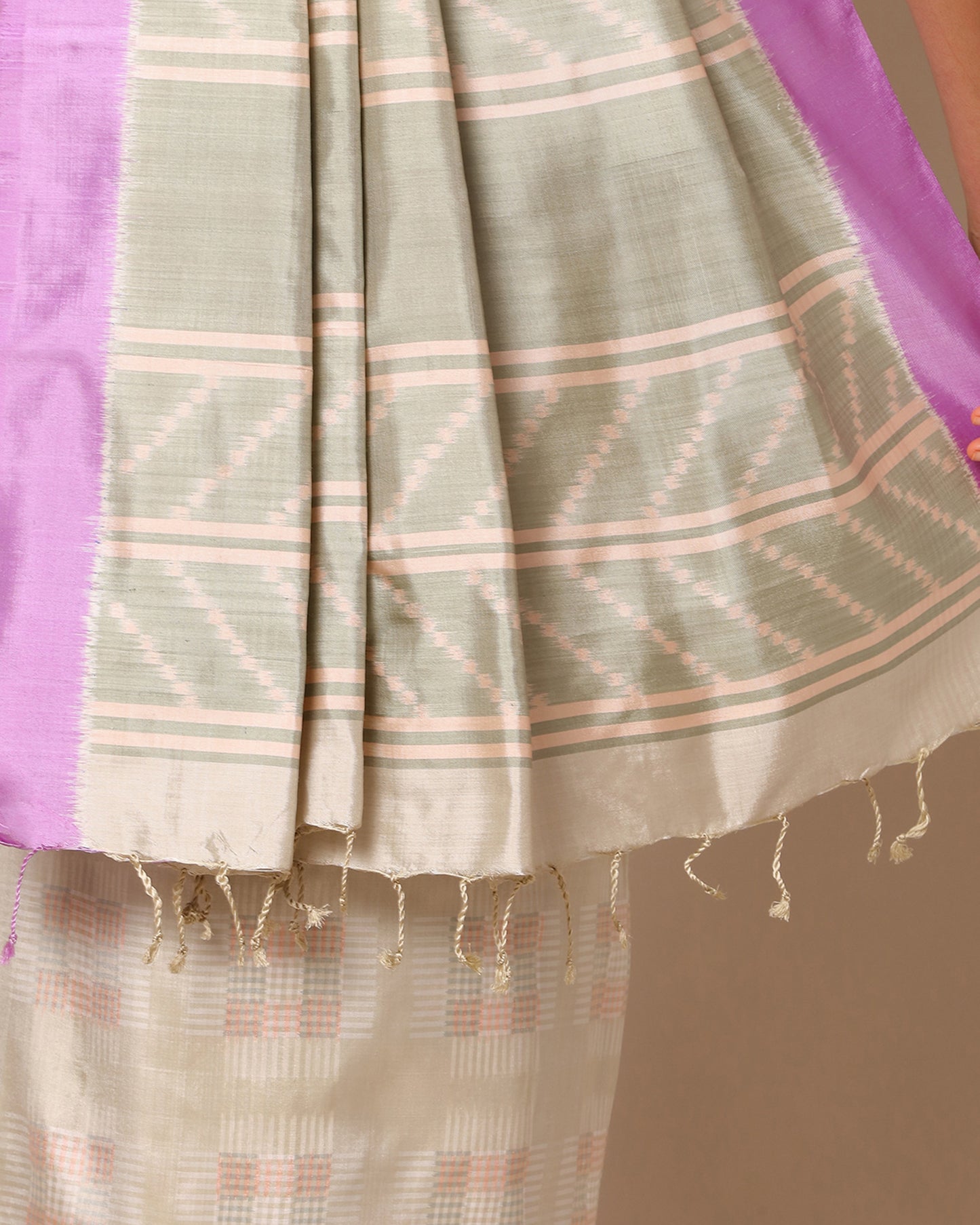 Criss Cross Double Ikat Silk Saree