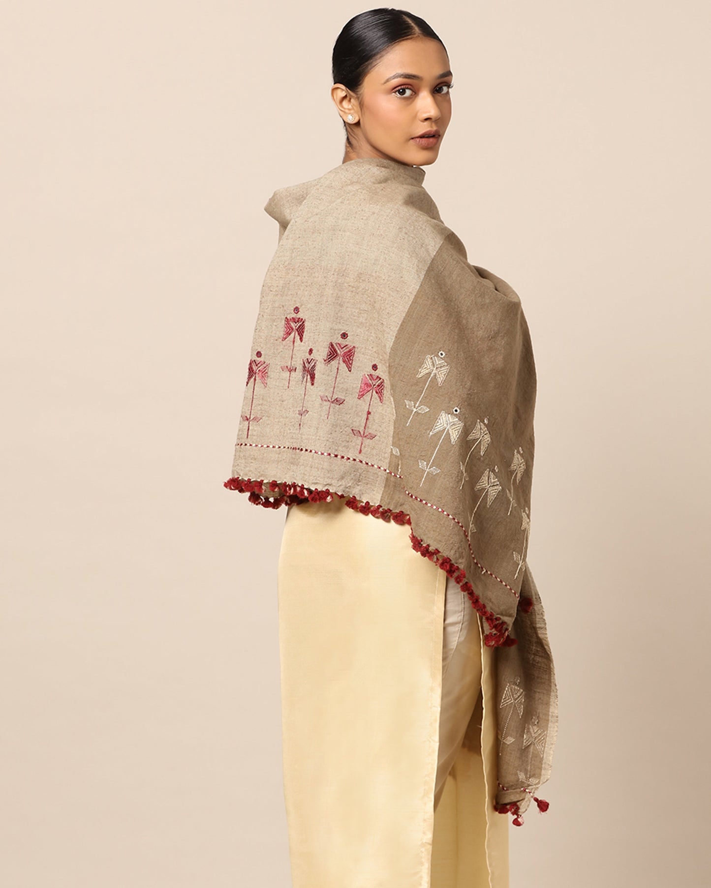 Faleesha Extra Weft Wool Silk Shawl