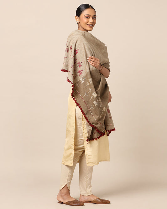 Faleesha Extra Weft Wool Silk Shawl