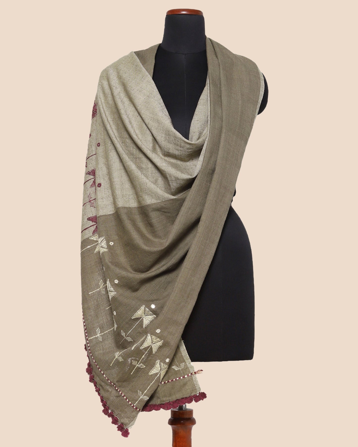 Faleesha Extra Weft Wool Silk Shawl