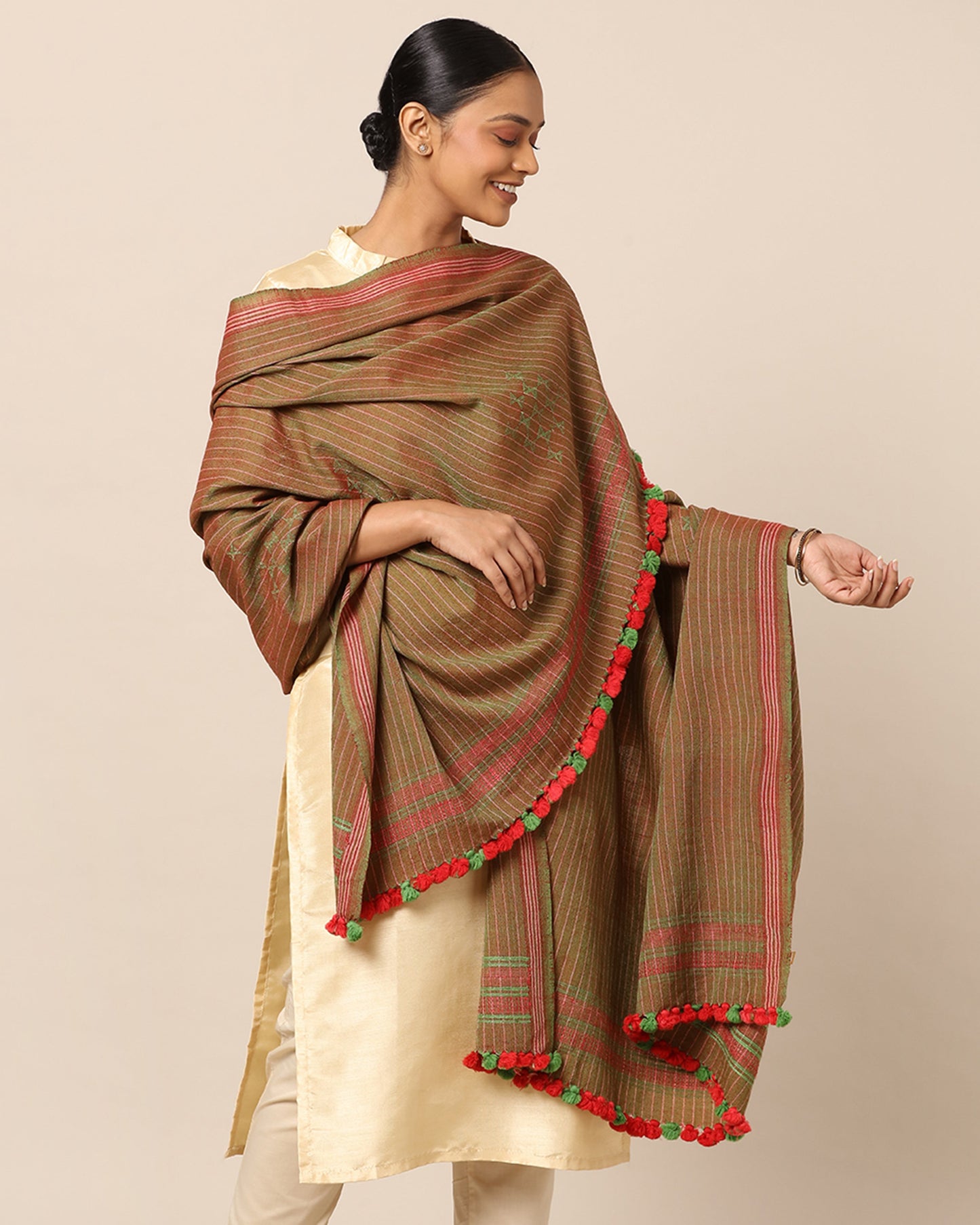 Sriha Extra Weft Wool Silk Shawl